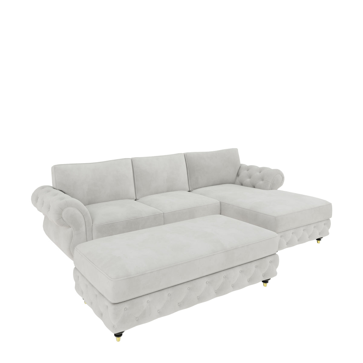 Rio Convertible L Shape Sofa shown in plush velvet, view on a plain background