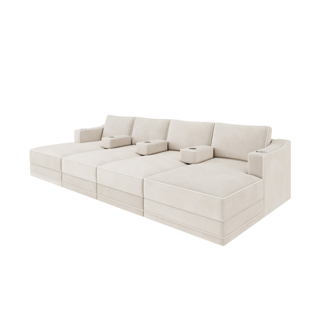 Savoy Home Cinema Sofa shown in plush velvet, view on a plain background