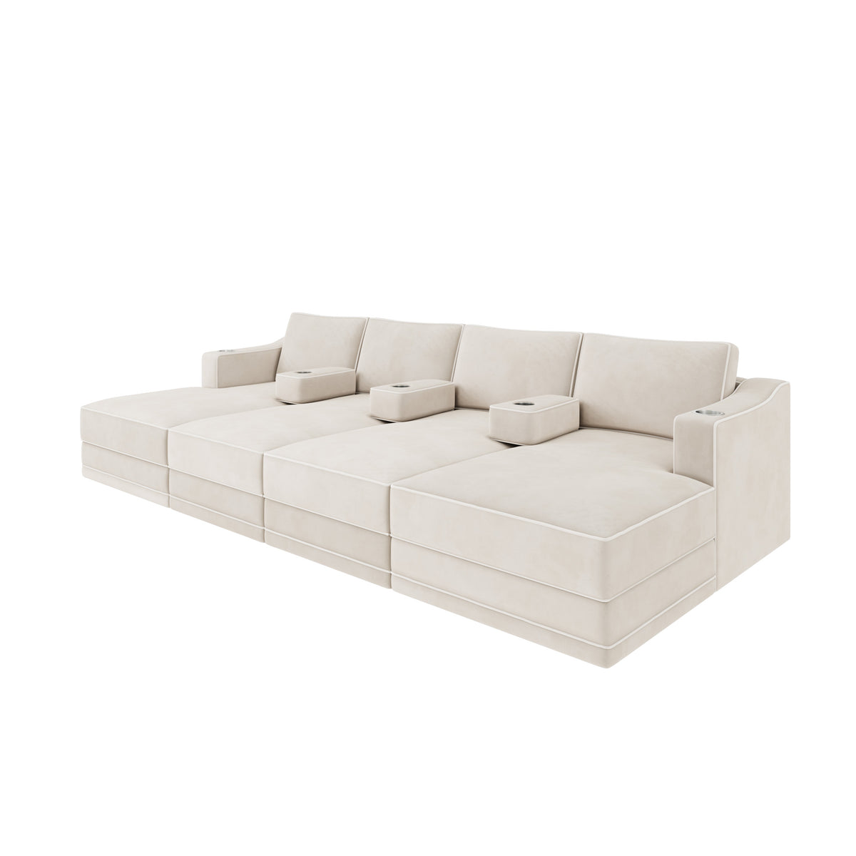 Savoy Home Cinema Sofa shown in plush velvet, view on a plain background